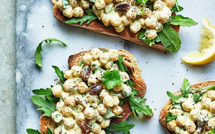 Coronation chickpea open sandwich