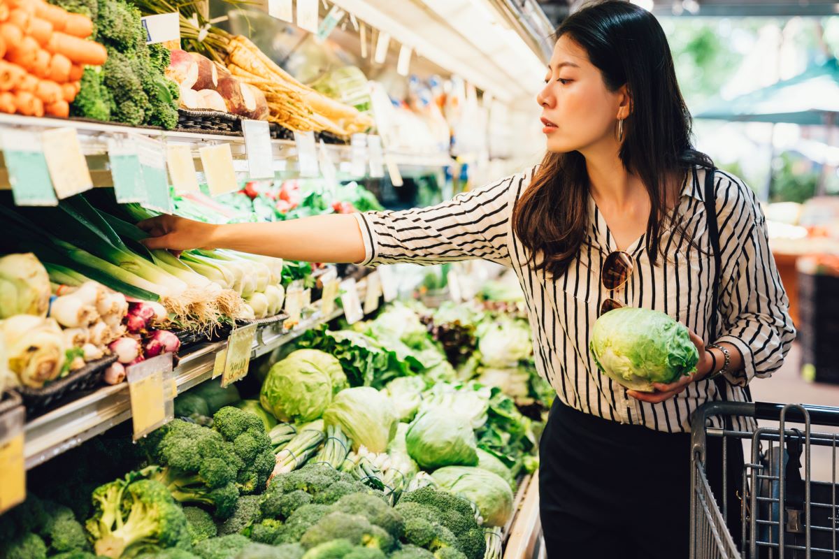 Elegant female grocery shopping