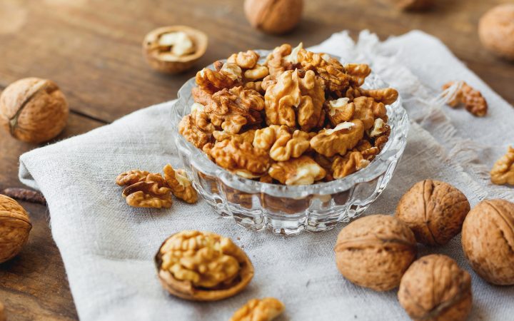 walnuts in bowl on table